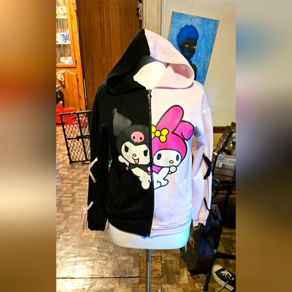 Hot Topic kuromi and my melody split zipper jacket